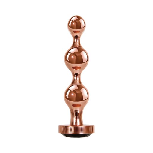Gender X Gold Digger Rose Gold Beaded Anal Plug With Black Gemstone Base Large - Image 2