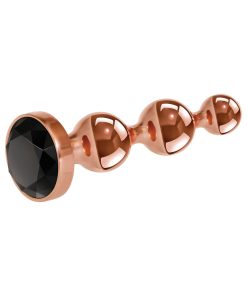 Gender X Gold Digger Rose Gold Beaded Anal Plug With Black Gemstone Base Large
