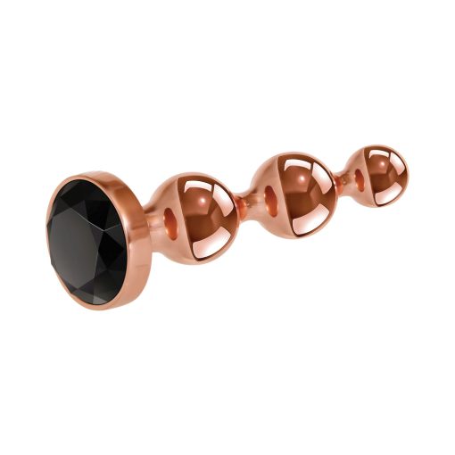Gender X Gold Digger Rose Gold Beaded Anal Plug With Black Gemstone Base Large - Image 3