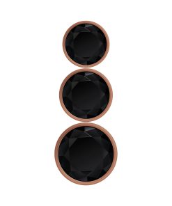 Gender X Gold Digger 3-Piece Rose Gold Beaded Anal Plug With Black Gemstone Base Set