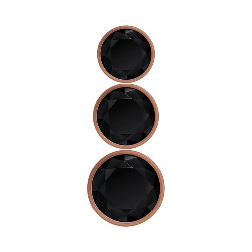 Gender X Gold Digger 3-Piece Rose Gold Beaded Anal Plug With Black Gemstone Base Set - Image 4