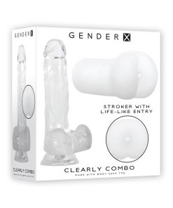 Gender X Clearly Combo 2-Piece 7.25 In. Realistic Dildo And Anal Entry Stroker Set Clear