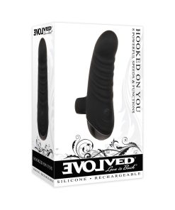 Evolved Hooked On You Rechargeable Silicone Finger Vibrator Black