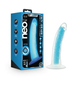 Neo Elite Glow In The Dark Prysm 7 In. Silicone Dual Density Dildo Neon Blue