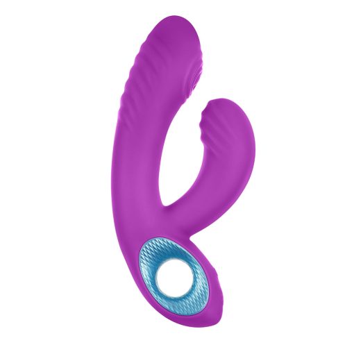 Femmefunn Cora Rechargeable Silicone Thumping Dual Stimulation Vibrator Purple - Image 3