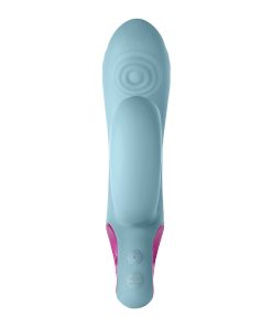 Femmefunn Cora Rechargeable Silicone Thumping Dual Stimulation Vibrator Light Blue