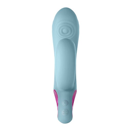 Femmefunn Cora Rechargeable Silicone Thumping Dual Stimulation Vibrator Light Blue - Image 3