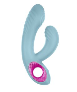 Femmefunn Cora Rechargeable Silicone Thumping Dual Stimulation Vibrator Light Blue