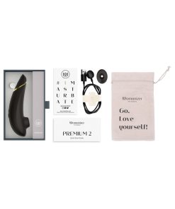 Womanizer Premium 2 Rechargeable Silicone Luxurious Pleasure Air Clitoral Stimulator Black
