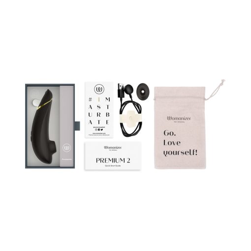 Womanizer Premium 2 Rechargeable Silicone Luxurious Pleasure Air Clitoral Stimulator Black - Image 10