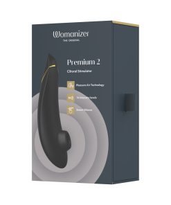 Womanizer Premium 2 Rechargeable Silicone Luxurious Pleasure Air Clitoral Stimulator Black