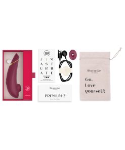 Womanizer Premium 2 Rechargeable Silicone Luxurious Pleasure Air Clitoral Stimulator Bordeaux