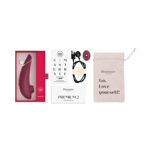Womanizer Premium 2 Rechargeable Silicone Luxurious Pleasure Air Clitoral Stimulator Bordeaux - Image 10