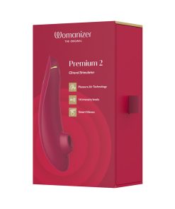 Womanizer Premium 2 Rechargeable Silicone Luxurious Pleasure Air Clitoral Stimulator Bordeaux