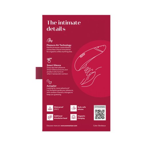 Womanizer Premium 2 Rechargeable Silicone Luxurious Pleasure Air Clitoral Stimulator Bordeaux - Image 12
