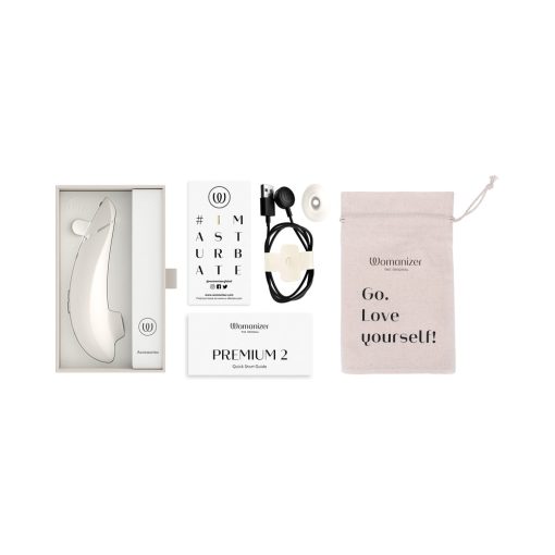 Womanizer Premium 2 Rechargeable Silicone Luxurious Pleasure Air Clitoral Stimulator Warm Gray - Image 10