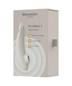 Womanizer Premium 2 Rechargeable Silicone Luxurious Pleasure Air Clitoral Stimulator Warm Gray