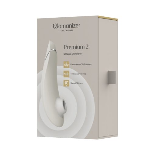 Womanizer Premium 2 Rechargeable Silicone Luxurious Pleasure Air Clitoral Stimulator Warm Gray - Image 11
