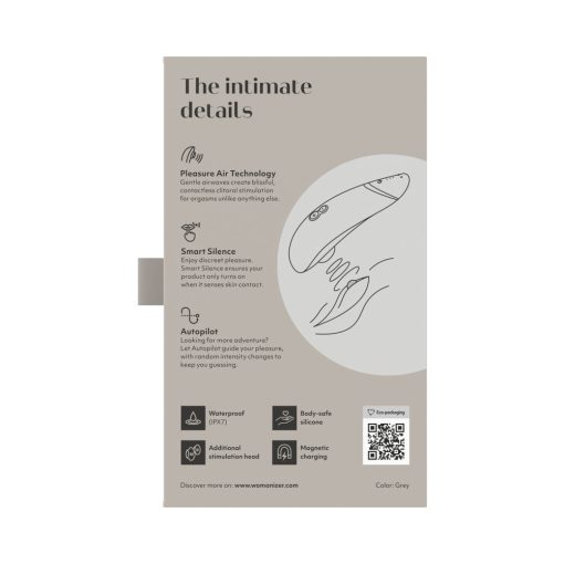 Womanizer Premium 2 Rechargeable Silicone Luxurious Pleasure Air Clitoral Stimulator Warm Gray - Image 12