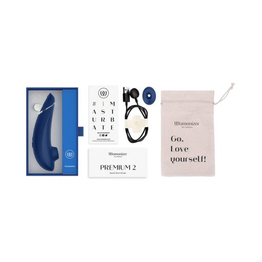 Womanizer Premium 2 Rechargeable Silicone Luxurious Pleasure Air Clitoral Stimulator Blueberry - Image 10