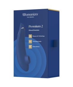 Womanizer Premium 2 Rechargeable Silicone Luxurious Pleasure Air Clitoral Stimulator Blueberry