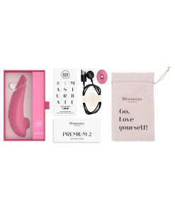 Womanizer Premium 2 Rechargeable Silicone Luxurious Pleasure Air Clitoral Stimulator Raspberry
