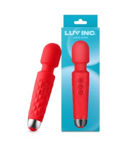 Luv Inc Lw96 Large Wand Rechargeable Flexible Silicone Vibrator Red