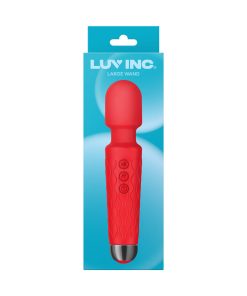 Luv Inc Lw96 Large Wand Rechargeable Flexible Silicone Vibrator Red