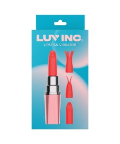 Luv Inc Lv57 Lipstick Vibrator Rechargeable Silicone Discreet Bullet With 3 Attachments Light Pink