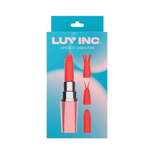 Luv Inc Lv57 Lipstick Vibrator Rechargeable Silicone Discreet Bullet With 3 Attachments Light Pink - Image 4