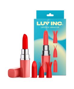 Luv Inc Lv57 Lipstick Vibrator Rechargeable Silicone Discreet Bullet With 3 Attachments Coral