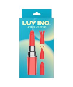 Luv Inc Lv57 Lipstick Vibrator Rechargeable Silicone Discreet Bullet With 3 Attachments Coral