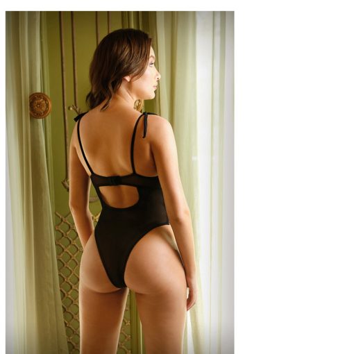 Fantasy Lingerie Tease Stevie Floral Embroidered Mesh Bodysuit Black S/M - Image 3