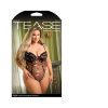 Fantasy Lingerie Tease Stevie Floral Embroidered Mesh Bodysuit Black Xl/2Xl