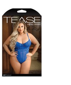 Fantasy Lingerie Tease Abby Bodysuit With Thong-Cut Back Closure Cobalt Blue Xl/2Xl