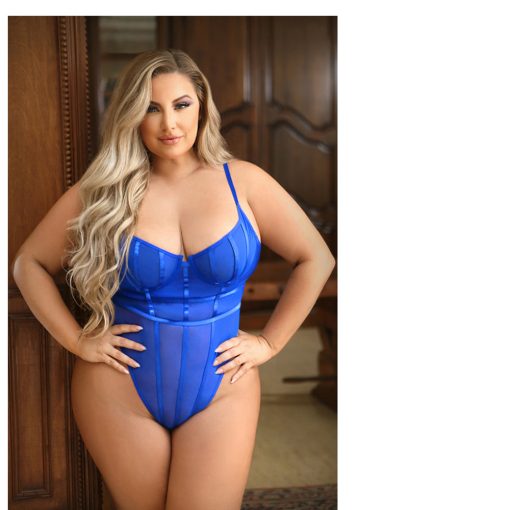 Fantasy Lingerie Tease Abby Bodysuit With Thong-Cut Back Closure Cobalt Blue Xl/2Xl - Image 2