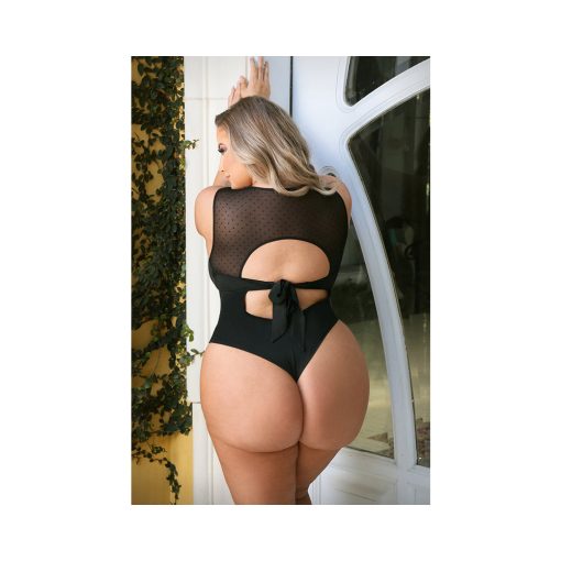 Fantasy Lingerie Curve Raven High-Neck Bodysuit With Back Cutout & Snap Closure Black Xl/2Xl - Image 3