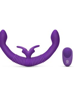 Together Couples Toy Remote-Controlled Dual Ended Rabbit Vibrator Purple