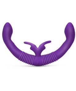 Together Couples Toy Remote-Controlled Dual Ended Rabbit Vibrator Purple