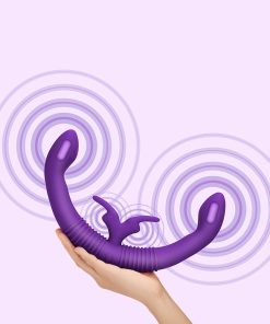 Together Couples Toy Remote-Controlled Dual Ended Rabbit Vibrator Purple