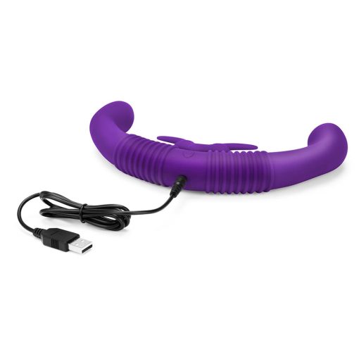 Together Couples Toy Remote-Controlled Dual Ended Rabbit Vibrator Purple - Image 8