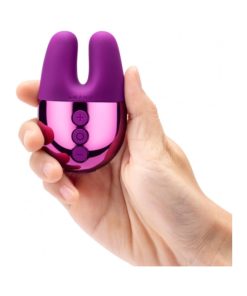 Le Wand Chrome Double Vibe Rechargeable Silicone Mini Vibrator Dark Cherry