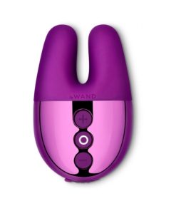 Le Wand Chrome Double Vibe Rechargeable Silicone Mini Vibrator Dark Cherry