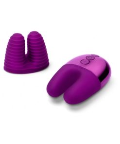 Le Wand Chrome Double Vibe Rechargeable Silicone Mini Vibrator Dark Cherry
