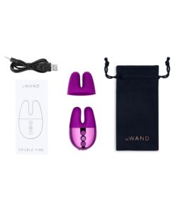 Le Wand Chrome Double Vibe Rechargeable Silicone Mini Vibrator Dark Cherry