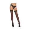 Dreamgirl Sheer Thigh-High Stockings With Silicone Lace Top Black Os
