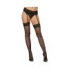 Dreamgirl Fishnet Thigh-High Stockings With Lace Top Black Os
