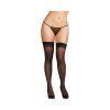 Dreamgirl Plus-Size Sheer Thigh-High Stockings With Plain Top And Back Seam Black Queen