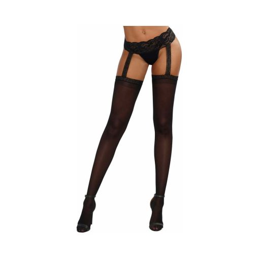 Dreamgirl Stretch Lace Suspender Garter Belt Pantyhose Black Os