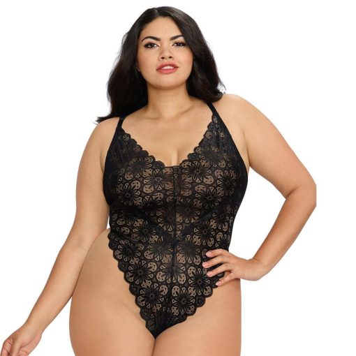 Dreamgirl Teddy & Sheer Mesh Maxi Skirt With G-String Black Queen 2X Hanging - Image 3